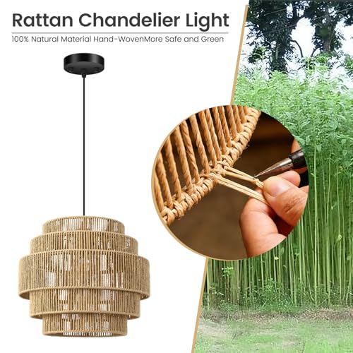 5 Tier Rattan Chandelier Light