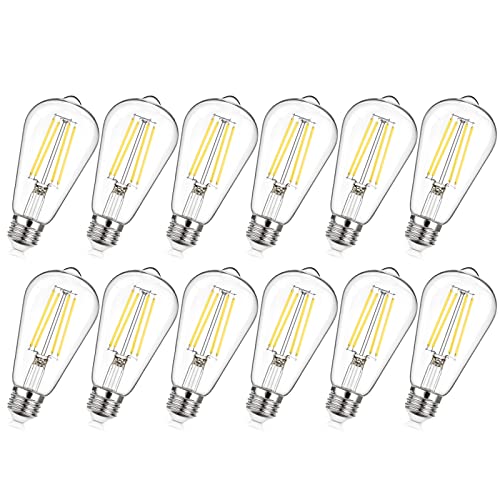 Dimmable Vintage LED Edison Bulbs 60W Equivalent 6W 850 Lumens (12 Count)