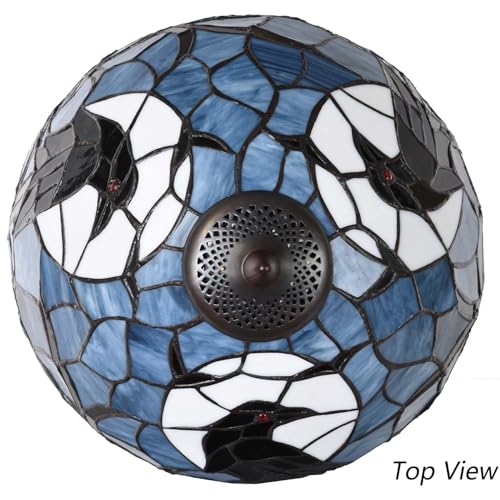 L10956 Tiffany Style Stained Glass Raven Table Lamp
