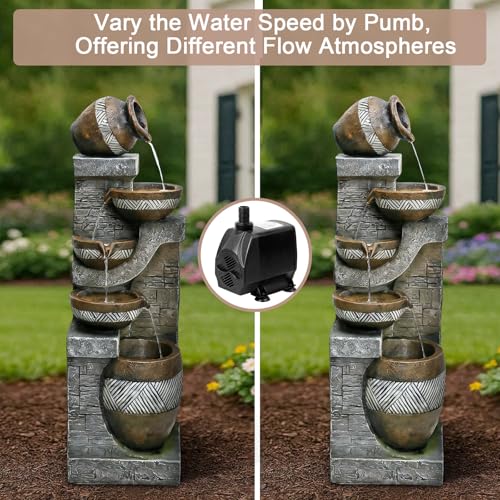42.5" Tall Outdoor Water Fountain and Waterfalls