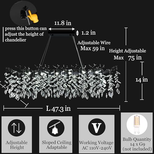 Modern Rectangle Crystal Tree Branch Chandelier