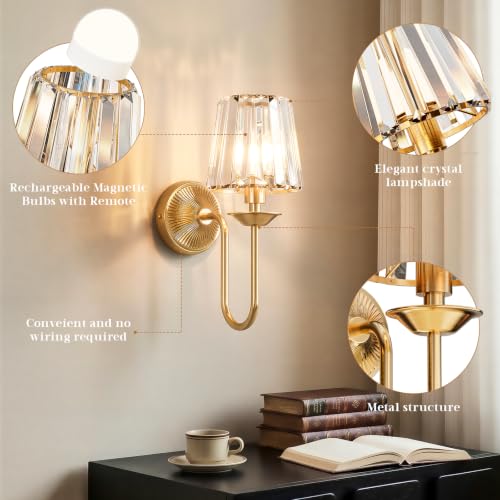 Gold Battery Operated Wall Sconces Set of Two
