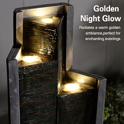 50H Modern Outdoor Water Fountain with LED Light