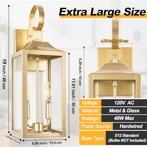 19" Gold Outdoor Wall Lantern 2