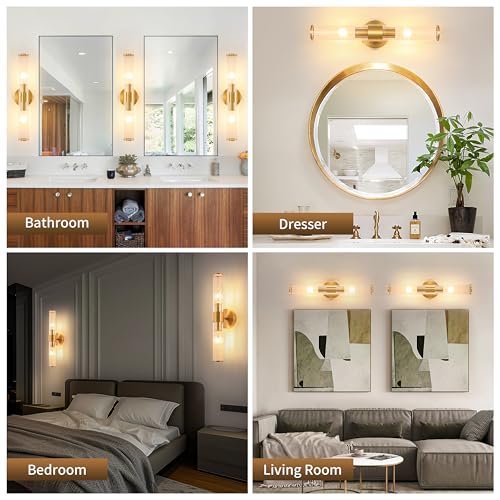 Gold Battery Operated Wall Sconces Set of Two (2 Count)