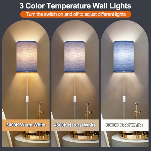 Plug in Wall Sconces Set of Two Wall Lights with On (2 Count)