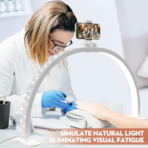 Foldable Half Moon Nail Desk Lamp with Phone Holder