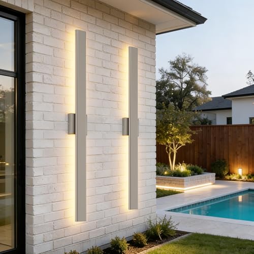 39.4" Nickel LED Outdoor Wall Light (2 Count)