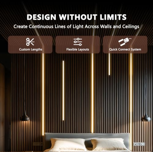 16.4ft 24V Silicone LED Strip Lights Recessed Lighting Wood Slat Wall (Touch Control)