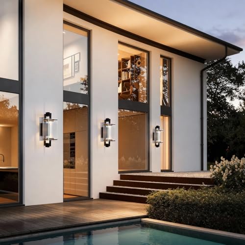 Modern Black Patio Wall light Fixture LED Warm 3000K Triac Dimmable