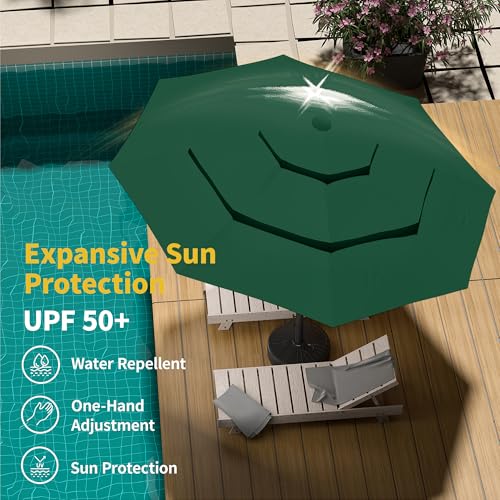 9ft 3 Tier Patio Umbrella with Solar Lights
