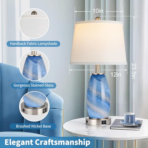 Blue Lamps Set of 2 for Living Room Bedroom (2 Count)