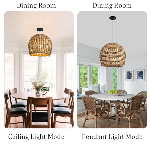 13.8" Rattan Pendant Light