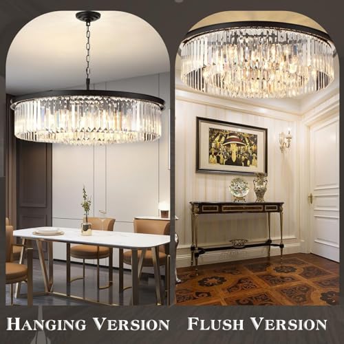 Large Crystal Chandelier Black Chandeliers Luxury Pendant Lights Fixture for Dining Living Room 12