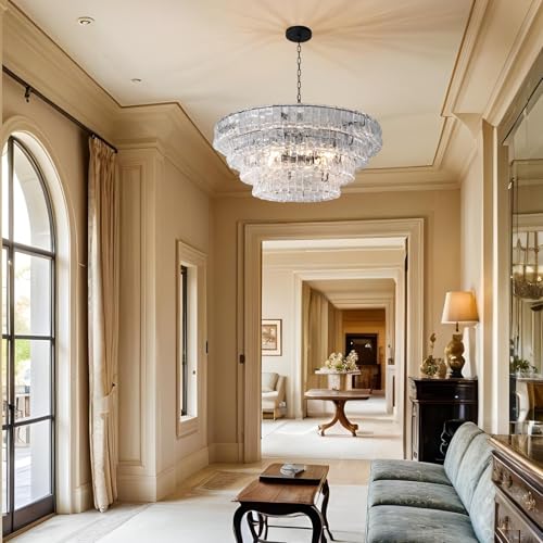 Clear Glass 36 inch Round Chandelier for Dining Room