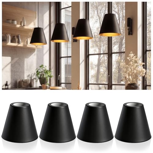 4 Pcs Black Cone Industrial Replacement Lamp Shades (4 Count)