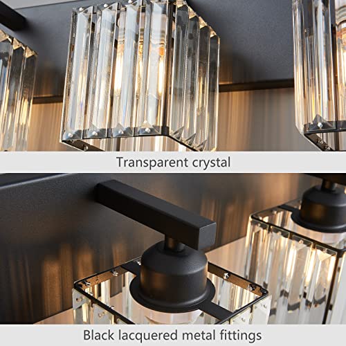 Modern Black Crystal Bathroom Vanity Light