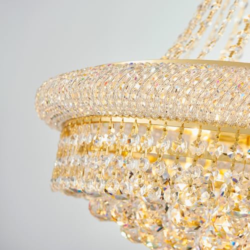Gold Modern Crystal Chandeliers Diameter 23.6" Empire Crystal Chandeliers
