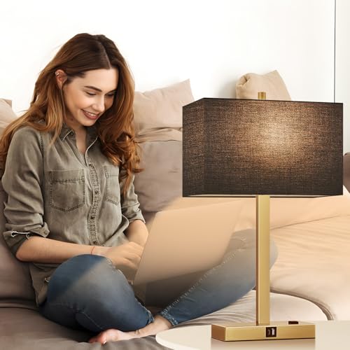 21" Set of 2 Bedside lamp with USB A+C & AC Outlets (2 Count)