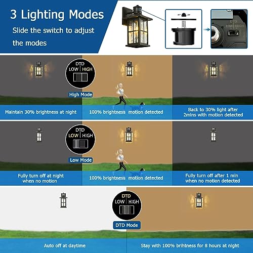 2 Pack Motion Sensor Outdoor Porch Lights Dusk Dawn Exterior Wall Lantern (2 Count)