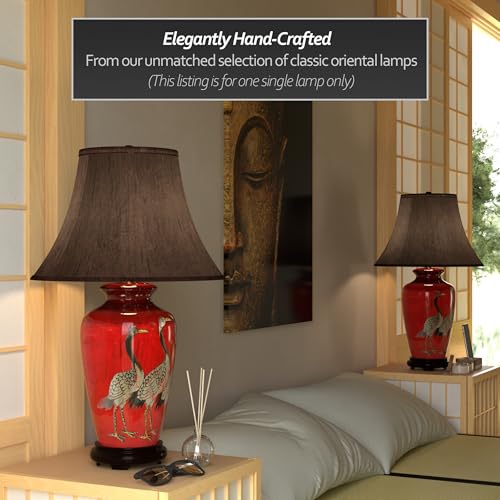 26" Red Crowned Cranes Vase Lamp