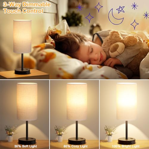 17.4" Bedside Lamp for Bedroom