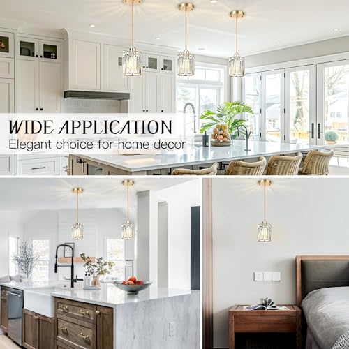 3 Pack Pendant Lights Kitchen Island Brushed Gold Pendant Light