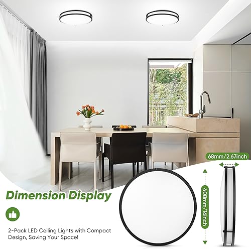 50W 5600lm Bright LED Ceiling Lights Matte Black (2 Count)