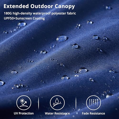 15ft Large Patio Umbrellas with Base & Solar Lights