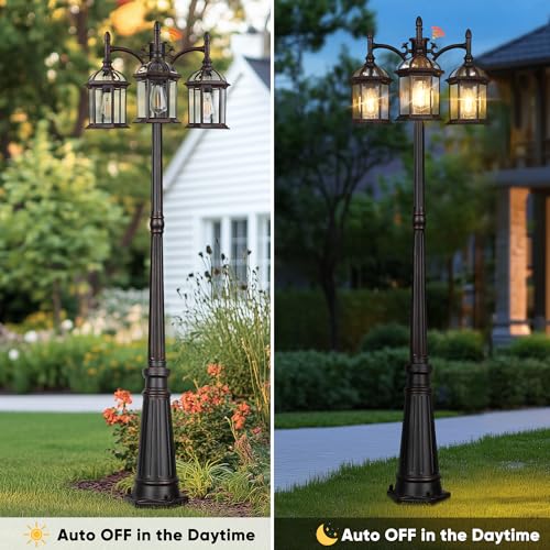 Dusk to Dawn Outdoor Lamp Post Light with 3 LED Bulbs