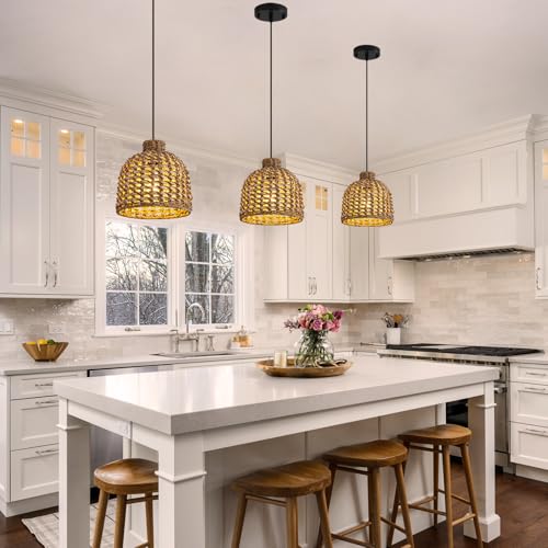3 Pack Rattan Pendant Light (3 Count)