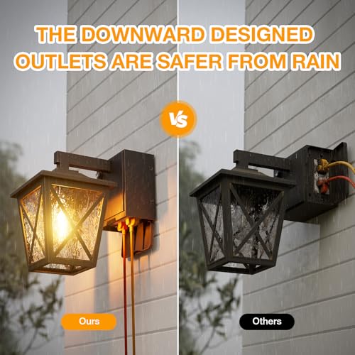 Porch Light with GFCI Outlet Aircraft Grade Aluminum Alloy Bronze 1PC