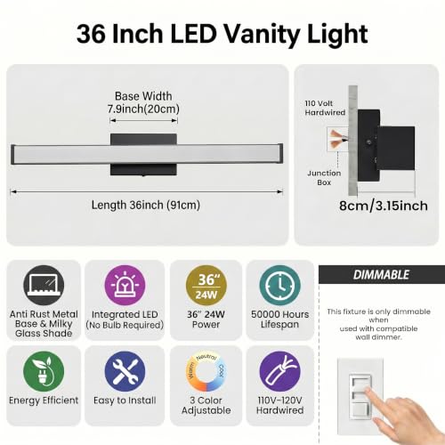 36" Modern LED Bathroom Light Fixtures (36 Count)