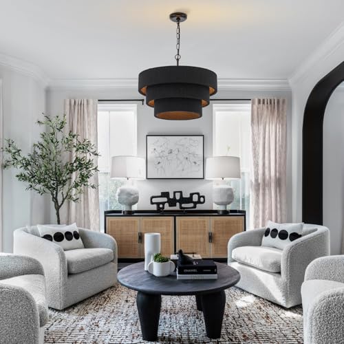 20” Boho Hand Woven Rattan Chandelier Modern 3 Round Adjustable Coastal Pendant Light for Kitchen Island Dining Living Room