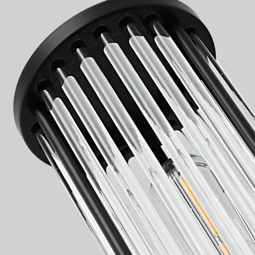 Hardwired Black Bathroom Vanity Light Glass Rod Wall Sconce