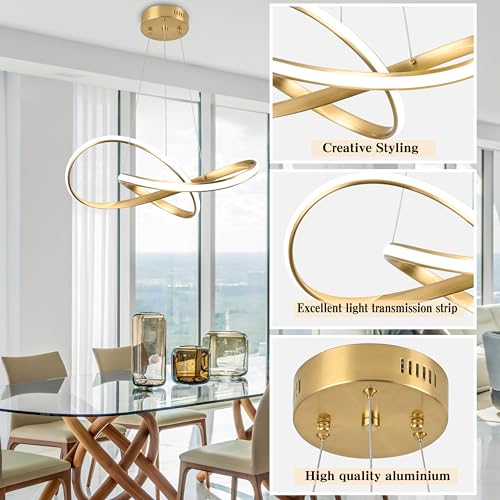 20" Gold Modern led Chandelier for Living Room