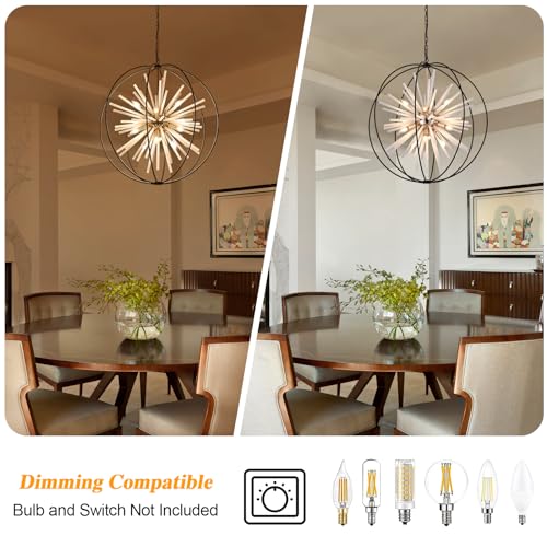 31.5" Black Gold Large Globe Sputnik Chandelier