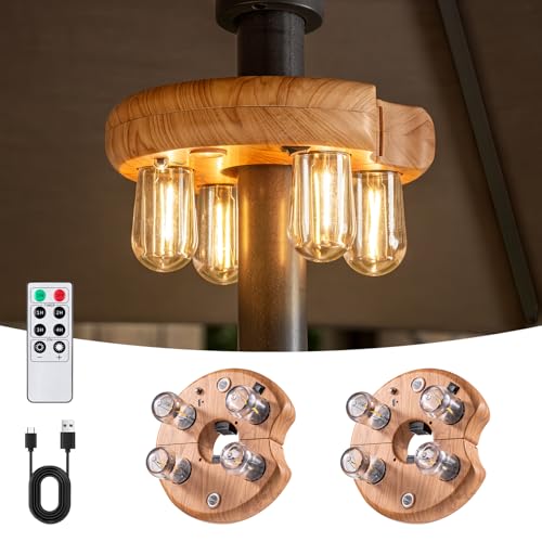 Wood Grain Patio Umbrella Light with Remote Control (2 Count)