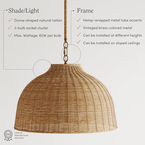 Augustine Modern Farmhouse Rattan Pendant Light