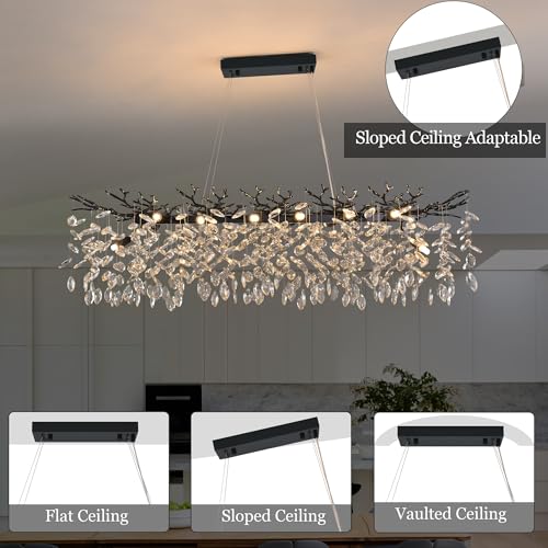 Modern Rectangle Crystal Tree Branch Chandelier
