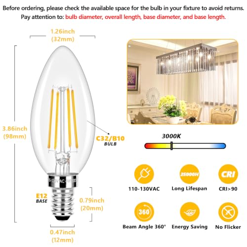 E12 LED Candelabra Bulbs 40 Watt Equivalent (10 Count)
