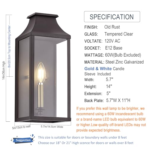 14" Small Classic Outdoor Wall Light