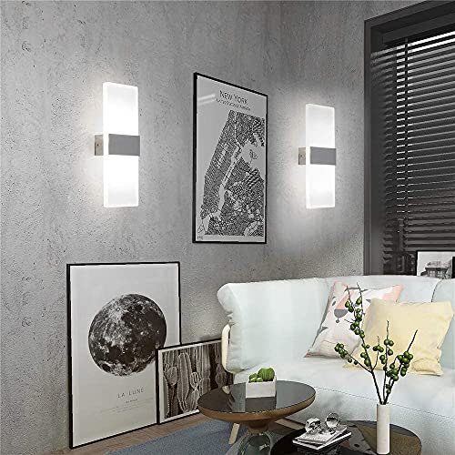 Set of 2 12W Dimmable Modern LED Wall Sconce Cool White (2 Count)