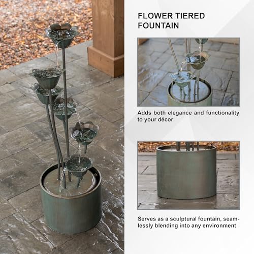 35" Tall Silver Metal Sculptural Flower Multi (176 Ounce)