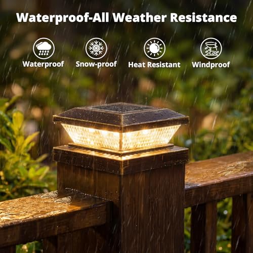 4x4 Solar Post Cap Lights Outdoor 8 Pack (8 Count)