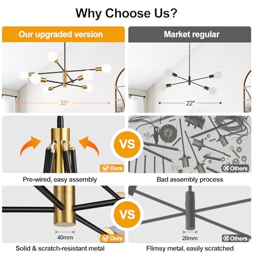 11" 52" Height Adjustable Sputnik Chandeliers Dining Room Light Fixture