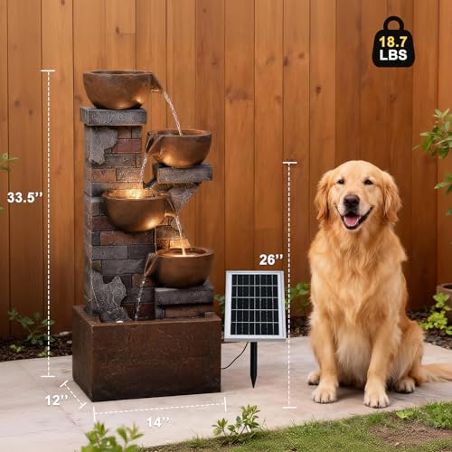 5 Tiers Solar Outdoor Water Fountain with LED Lights