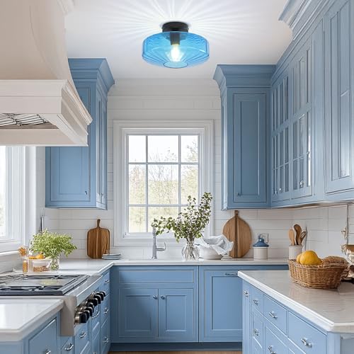 Blue Glass Ceiling Light