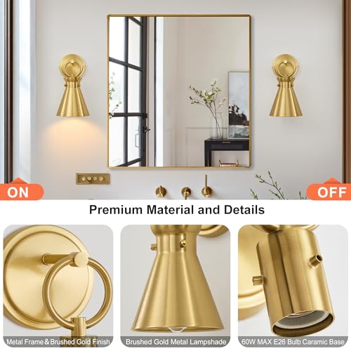 Wall Sconce for Bathroom 6" Gold Metal Shade