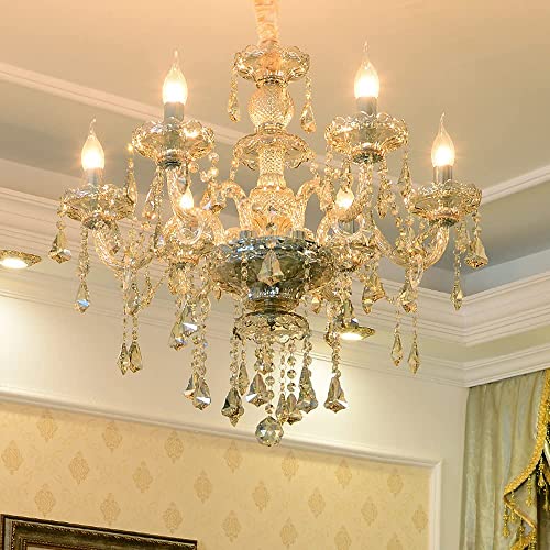 Modern K9 Crystal Chandelier Cognac 6 Lights